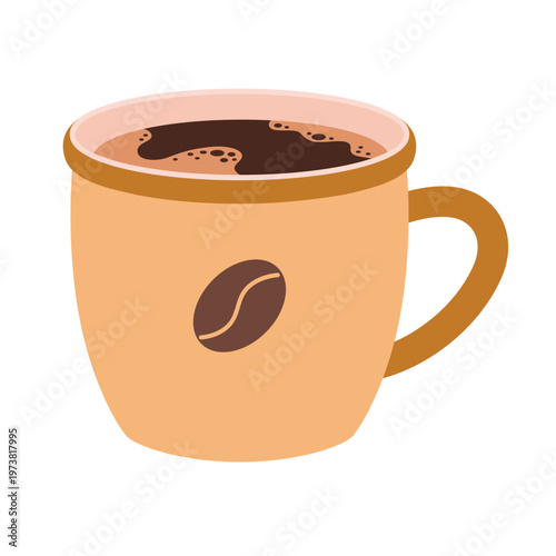 Cup of black coffee or americano in simple style. Classic hot drink served in mug. Trendy modern vector illustration isolated on white background, hand drawn, flat design