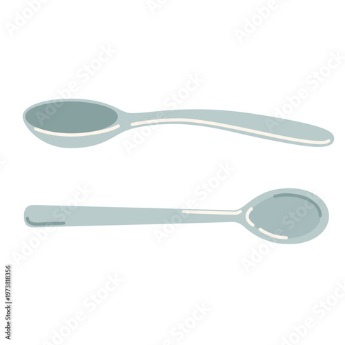 Two metal spoons. Trendy modern vector illustration isolated on white background, hand drawn, flat design
