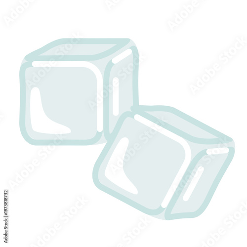 Ice cubes, frozen water blocks illustration for cold drinks, refreshment and summer beverage concept. Trendy modern vector art isolated on white background, hand drawn, flat design