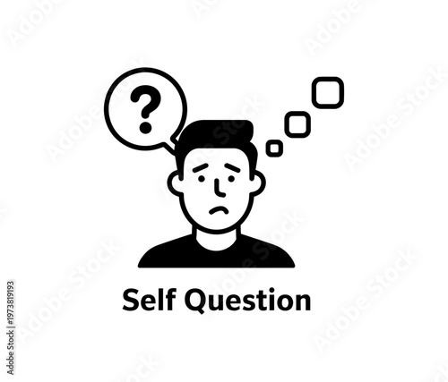 A man with a puzzled expression and a question mark thought bubble above his head