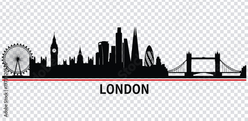 Vector illustration london city skyline silhouette with famous landmarks