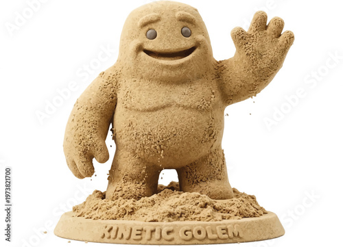 Kinetic Golem sand figure waving with base inscription