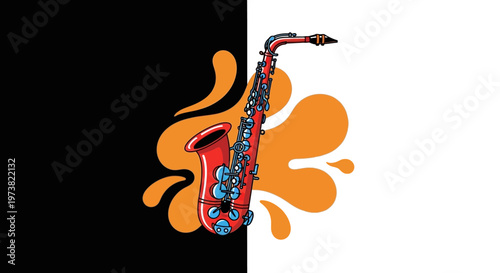 Vibrant saxophone music graphic illustration.
