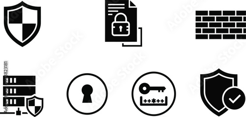 Comprehensive Digital Security and Data Protection Icon Collection for Online Safety