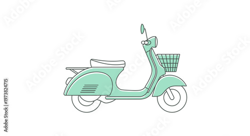 Vintage Mint Green Motor Scooter Bike.