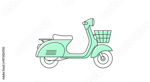 Vintage Mint Green Motor Scooter Vehicle.