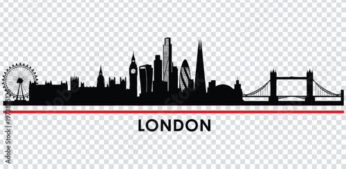 Vector illustration london city skyline silhouette with famous landmarks