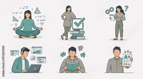 Modern learning and education concepts, from focus to achievement