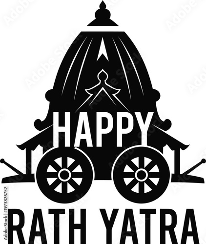Happy Rath Yatra festival celebration Hindu chariot procession graphic design element isolated on transparent background