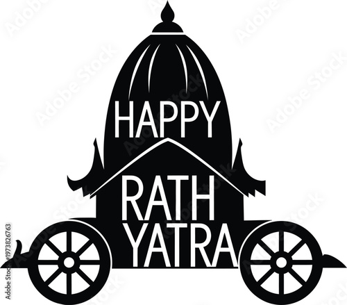 Happy Rath Yatra festival celebration Hindu chariot procession graphic design element isolated on transparent background