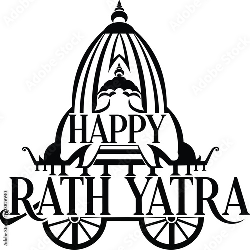 Happy Rath Yatra festival celebration Hindu religious chariot procession graphic design element