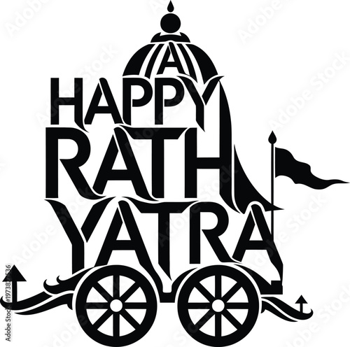 Happy Rath Yatra festival celebration Hindu religious event illustration with chariot  cultural symbol