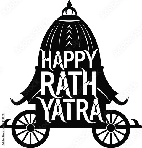 Happy Rath Yatra festival celebration Indian traditional chariot illustration design element
