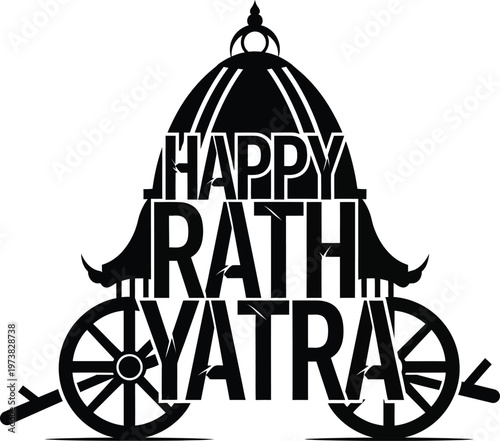 Happy Rath Yatra festival celebration with traditional Indian chariot illustration