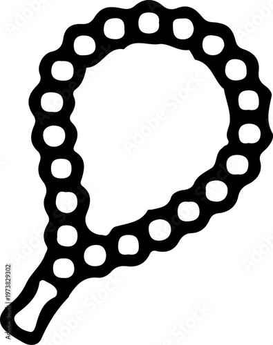 Islamic prayer beads icon vector, black and white tasbih illustration, religious misbaha worry beads for meditation and dhikr
