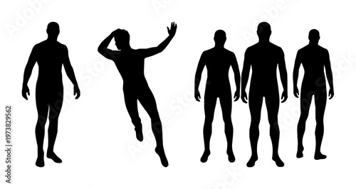 Wetsuit set with black silhouette on white background featuring swim gear, surf equipment, aquatic clothing with apparel and marine sports
