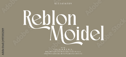 Reblon Moidel Luxury alphabet letters font. Typography elegant wedding classic lettering serif fonts decorative vintage retro. vector illustration