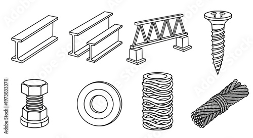 Construction Materials and Hardware Steel Beams, Bolts, Washers, and Fasteners