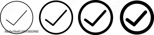 Four checkmarks with varying border thickness displayed in a row