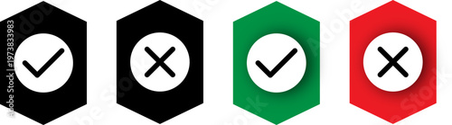 Visual representation of approval and disapproval indicators using check and cross marks