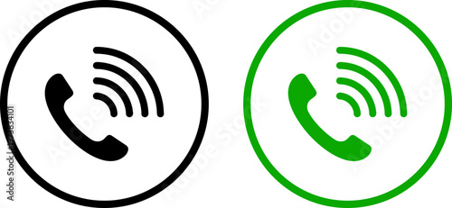 Comparison of standard and active call signal icons with wireless waves