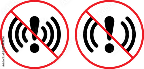 Prohibition symbols for wireless signals and network connections are crossed out.