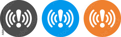 Three wifi signal strength indicators with varying connection levels displayed in circles