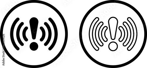 Comparison of filled and outlined warning signal icons with signal bars