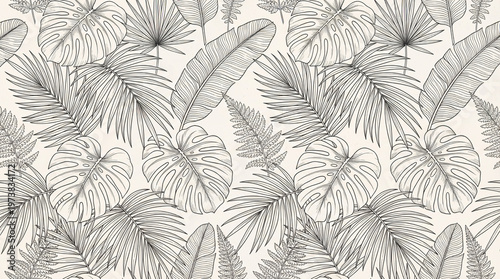 Tropical Leaves Seamless Pattern. (1)