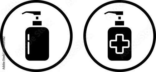 Hand sanitizer and medical disinfectant bottles with pumps