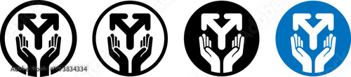 Variations of the united hands and directional arrows logo design