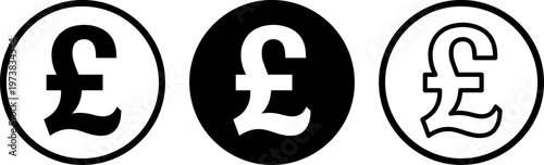Variations of the pound sterling symbol in circular designs