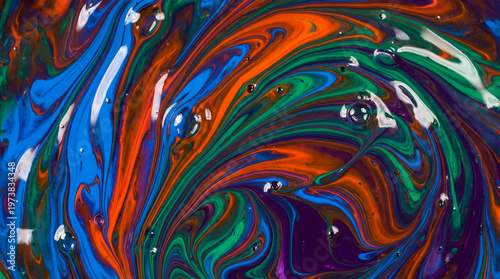 Vibrant swirling paint mix.