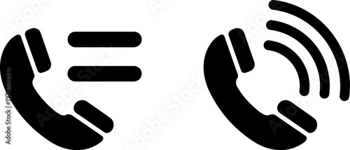 Telephone icons depicting traditional call and wireless signal communication methods