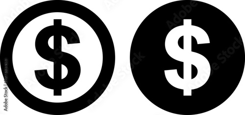 Contrast between negative and positive dollar sign symbols in circular frames
