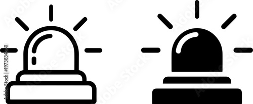 Contrasting police light icons in white and black designs