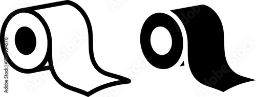 Two contrasting visual representations of rolled paper towels with different styles