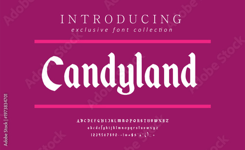 candyland vector font features luxury styling with refined letter structure designed for poster titles. High resolution scalable typography ideal for creative projects requiring distinct visual identi