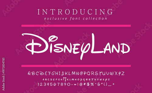 disneyland vector font features vintage styling with refined letter structure designed for web design. High resolution scalable typography ideal for creative projects requiring distinct visual identit