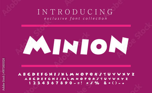 MINION vector font features elegant styling with refined letter structure designed for poster titles. High resolution scalable typography ideal for creative projects requiring distinct visual identity