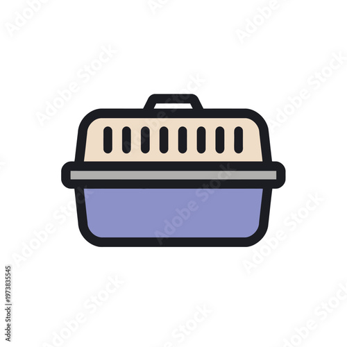 A pet carrier, perfect for safely transporting your furry friend. The carrier is sturdy and secure