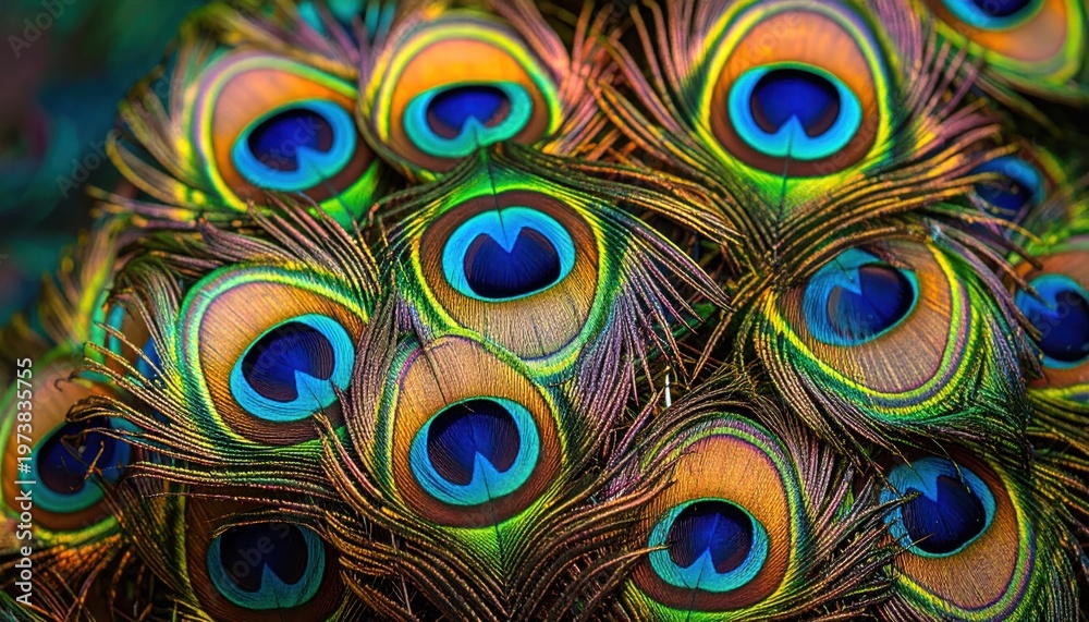 Obraz premium Peacock feather details closeup