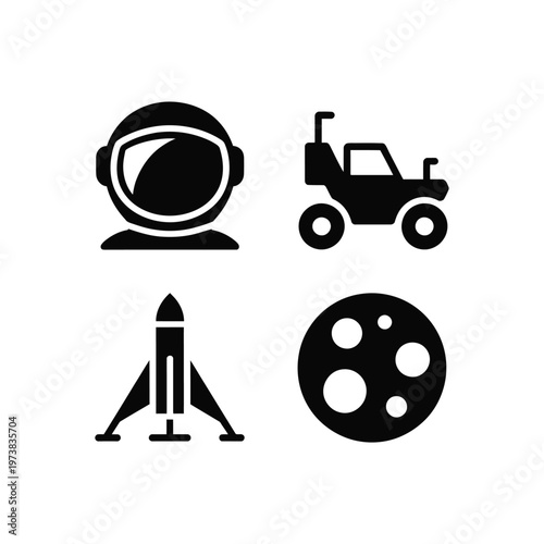 Astronaut Mission and Lunar Exploration Vehicle Icons