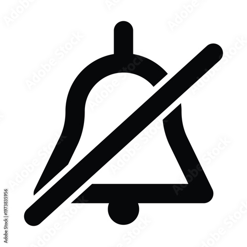 Muted notification bell icon vector, no alerts symbol, silent mode sign