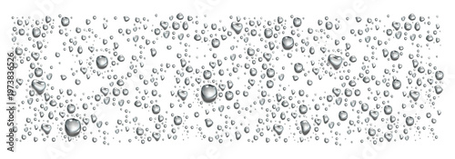 Картината върху платно A multitude of diverse sized water droplets rendered in realistic detail scatter