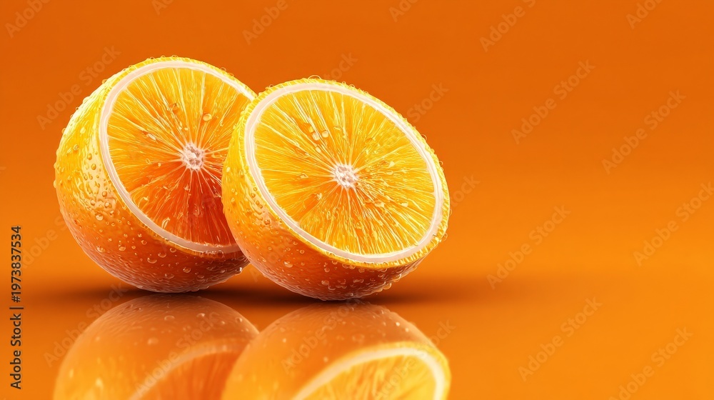 Fototapeta premium Fresh orange slices with vibrant colors. natural biotech innovation, organic wellness, environmental health