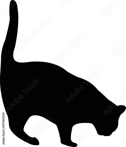 a fat cat body silhouette vector
