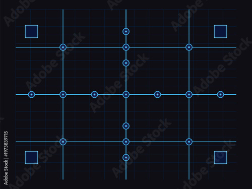 Abstract Grid Pattern: A modern geometric design, featuring a series of interconnected lines and circular nodes, creating a visually compelling pattern, perfect for technology and futuristic concepts.