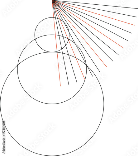 Fotografie Geometric Abstraction: A captivating geometric composition featuring concentric circles and radiating lines, creating a sense of dynamic movement and visual intrigue