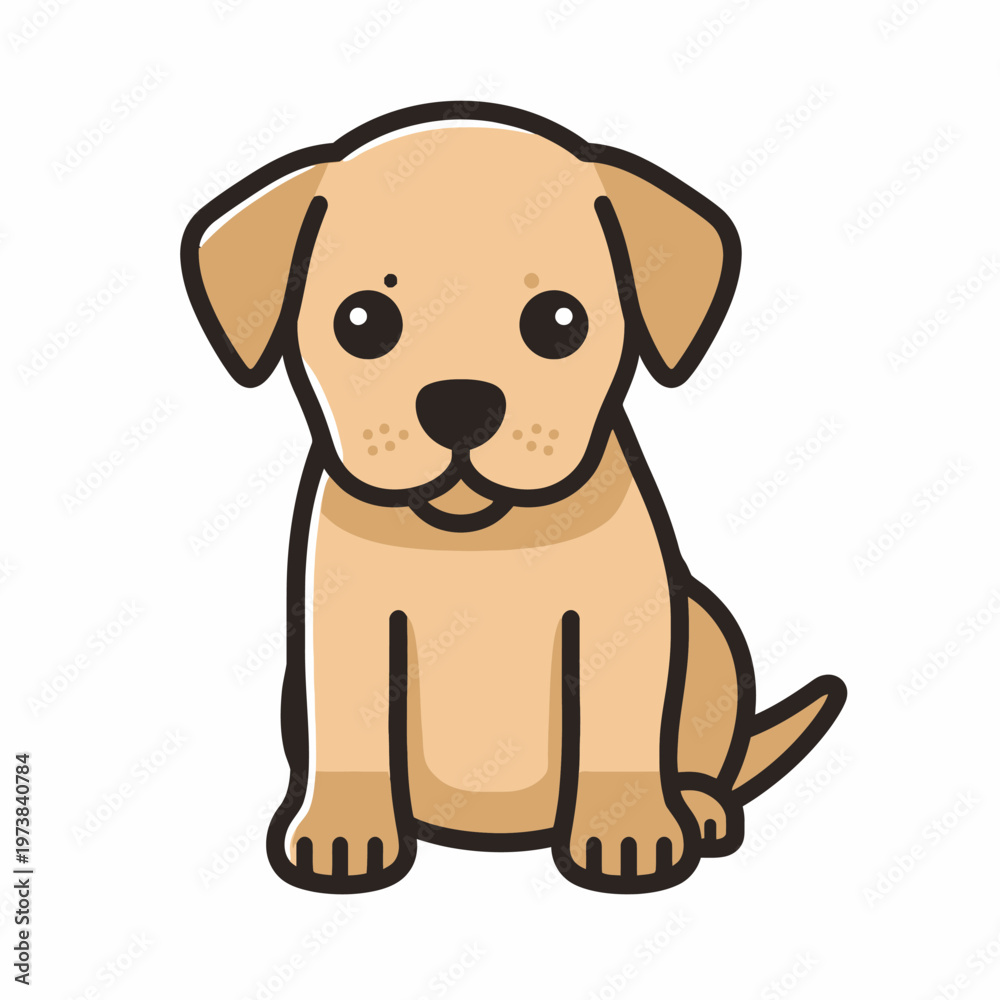 Fototapeta premium A cute cartoon puppy sitting down looking directly at the viewer